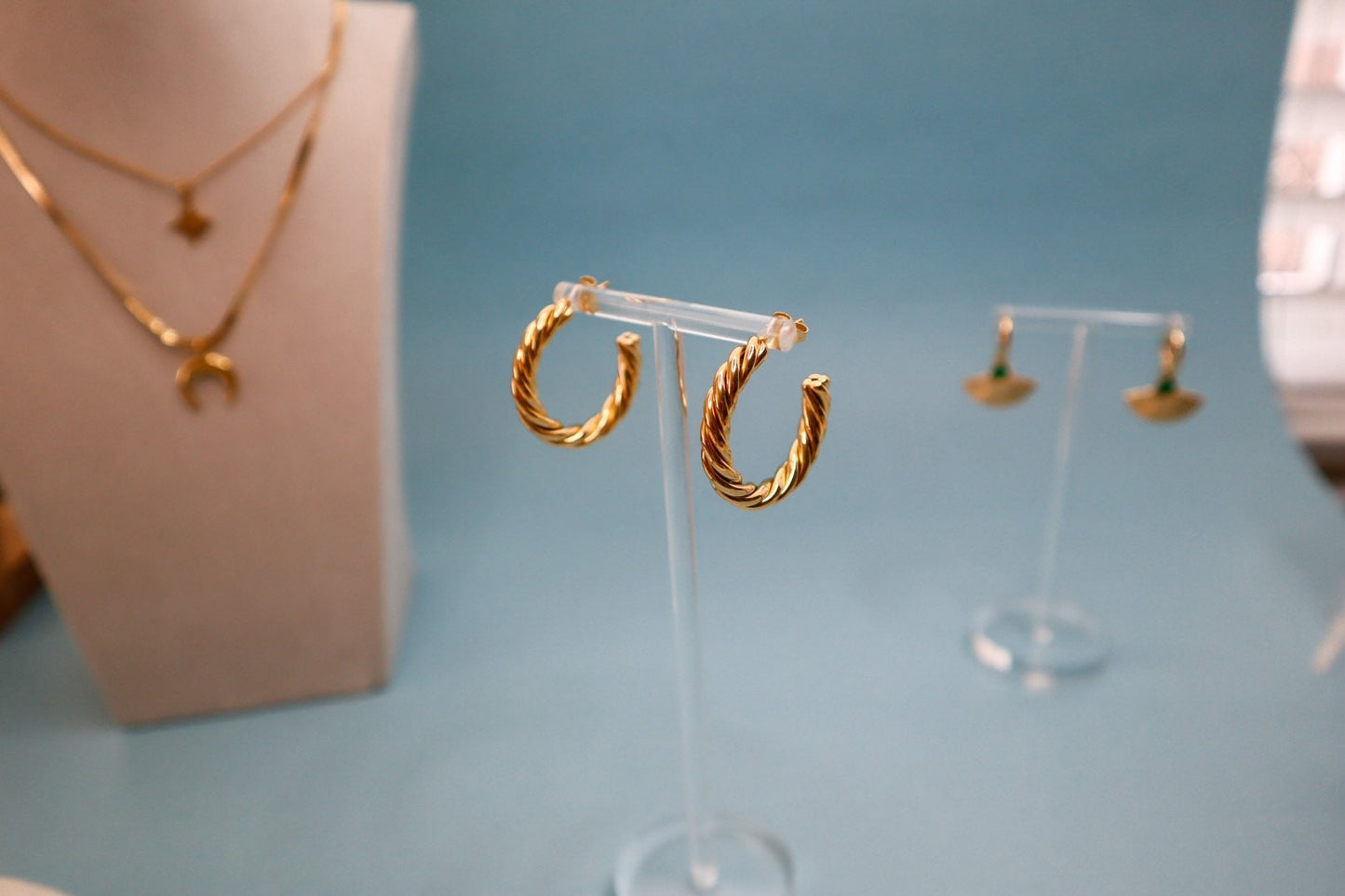 Gold Twisted Hoop Earrings, 18k Gold Plated, Hypoallergenic, Huggie Hoop Earrings