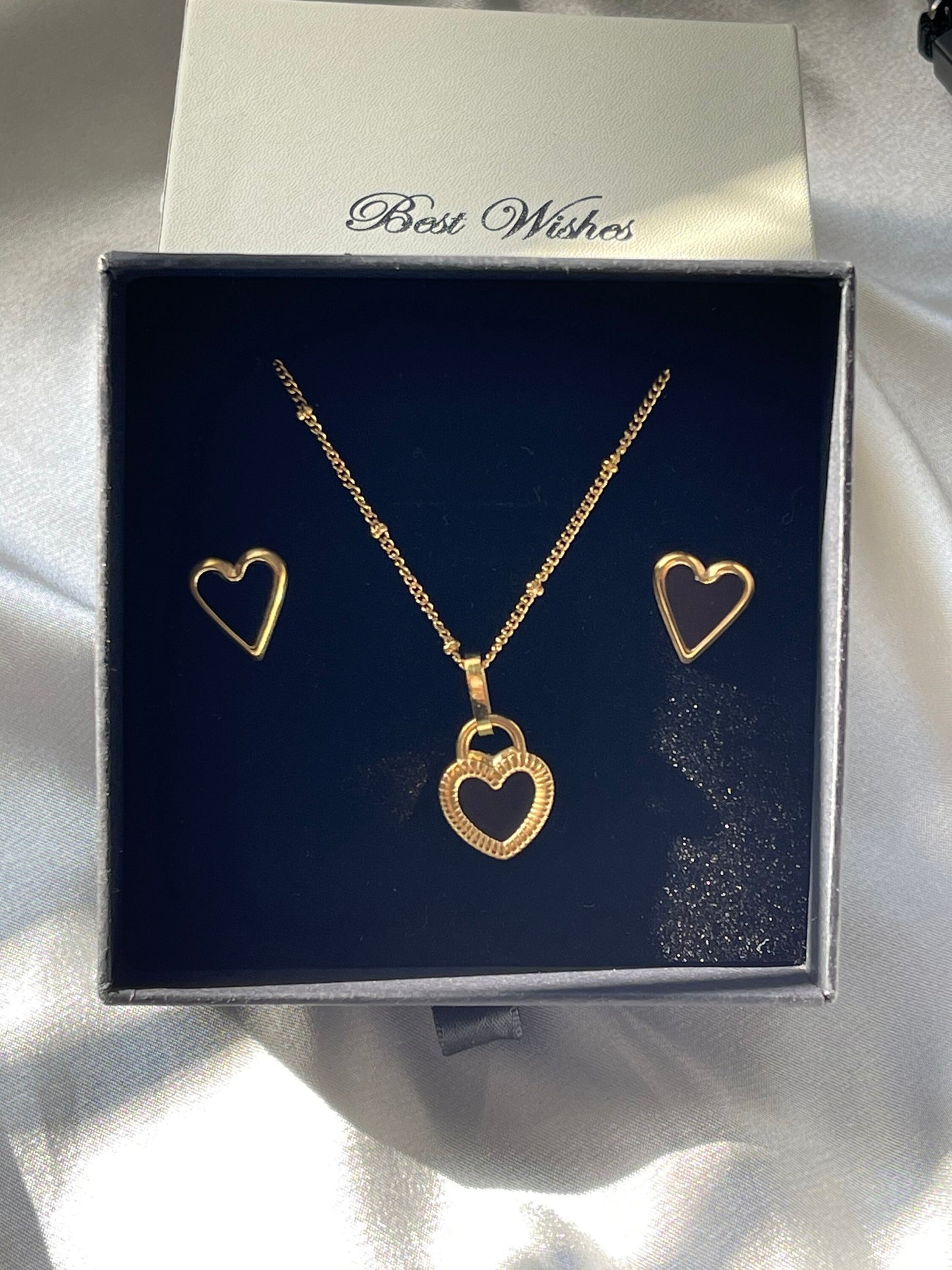 Double Sided Heart Necklace, Stainless Steel, Water Resistant, Gold Plated