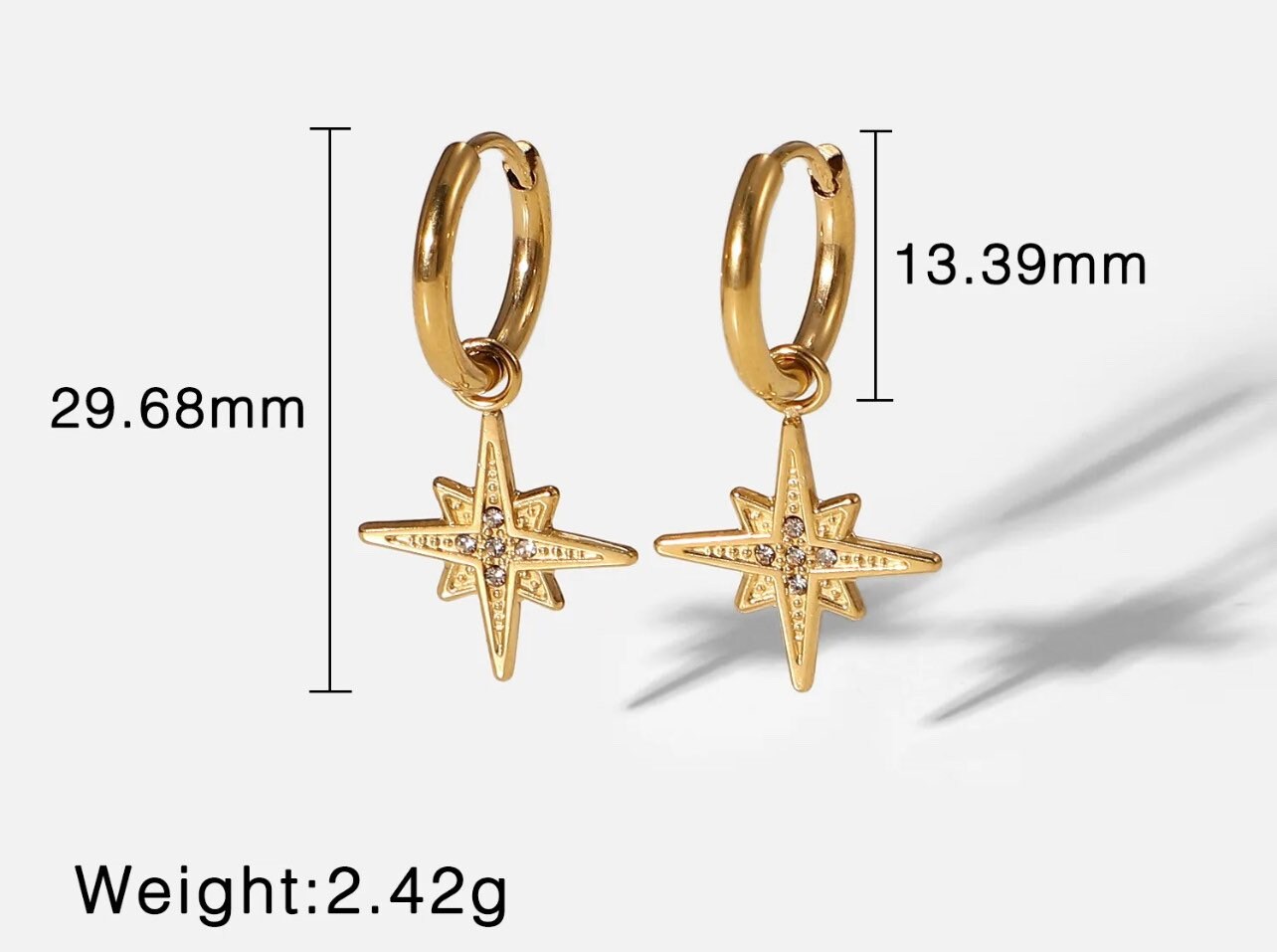 Star Huggie Earrings , Water Resistant, 18k Gold Plated, Gift for Her,