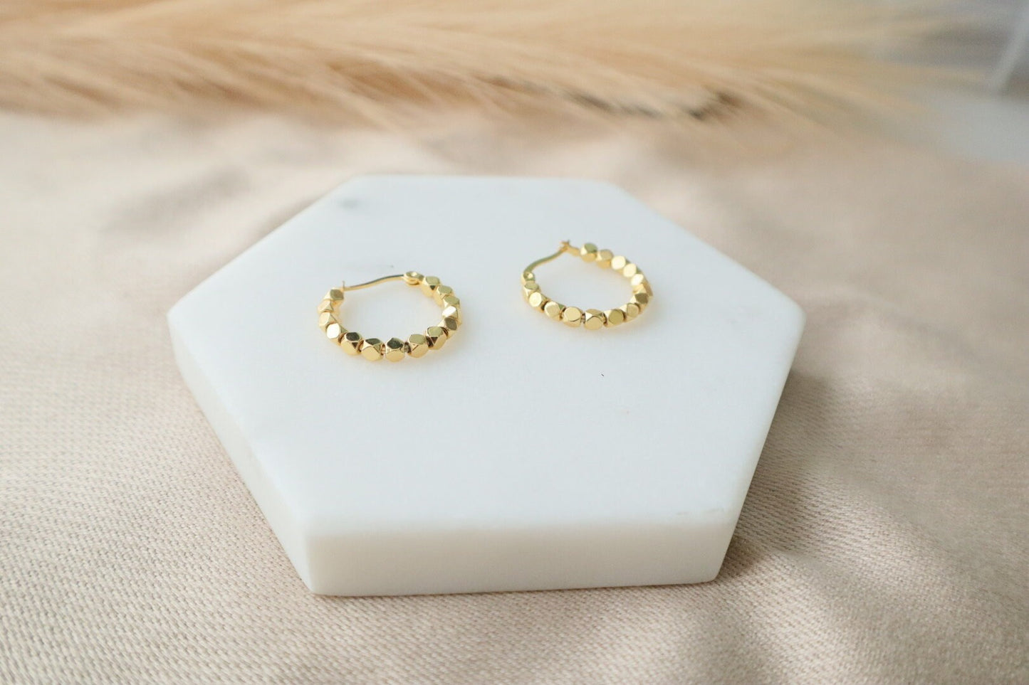 Everyday Hoop Earrings , Water Resistant, 18k Gold Plated, Gift for Her, Everyday Wear,