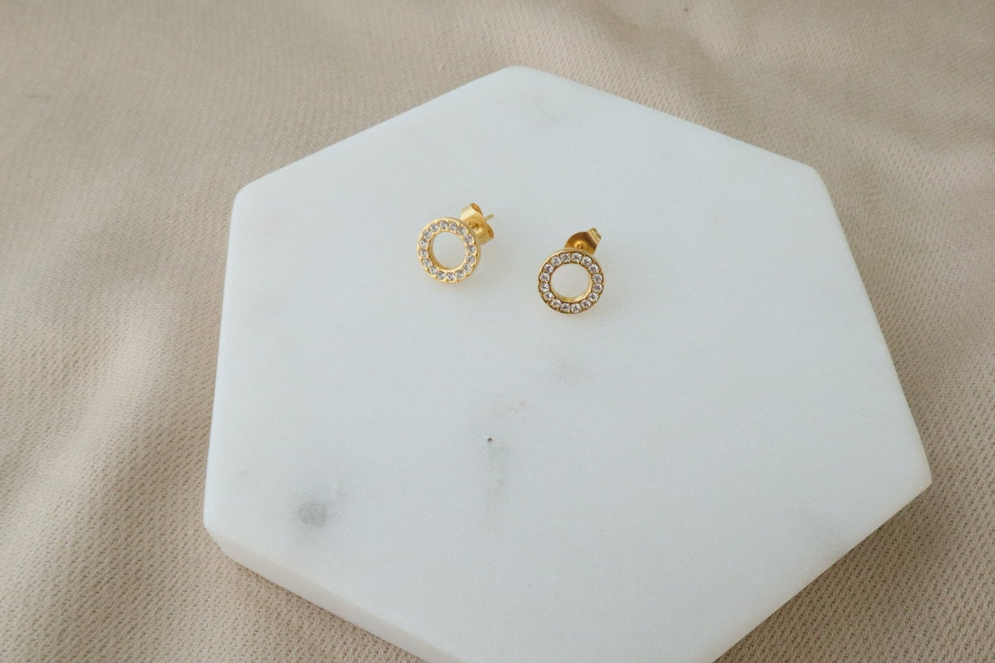 Open Circle Earrings , Water Resistant, 18k Gold Plated, Gift for Her,Everyday Wear, Minimalist Earrings, Dainty Earrings, Stud Earrings