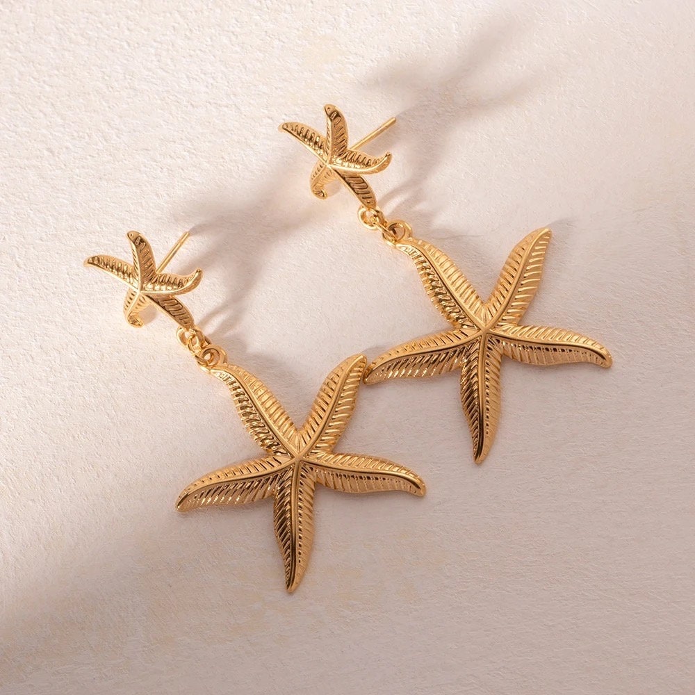 Starfish Earrings, Summer Earrings , Beach Earrings, seashell earrings , Sea Lover Jewelry, Sea Star Charm Earrings, Gift for Her